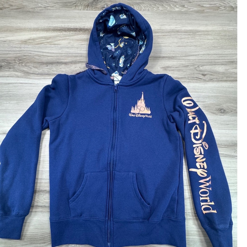 Walt Disney World 50th Anniversary Mickey And Friends Castle Zip Hoodie‎ WMNS XS